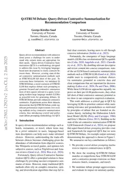 Q-STRUM Debate: Query-Driven Contrastive Summarization for Recommendation Comparison