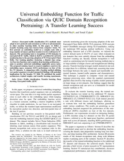 Universal Embedding Function for Traffic Classification via QUIC Domain Recognition Pretraining: A Transfer Learning Success