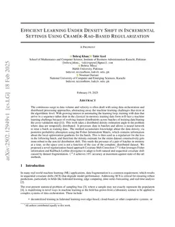 Efficient Learning Under Density Shift in Incremental Settings Using Cramér-Rao-Based Regularization