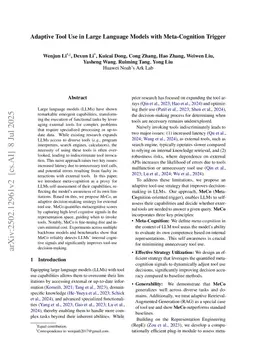 Adaptive Tool Use in Large Language Models with Meta-Cognition Trigger
