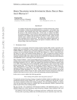 Does Training with Synthetic Data Truly Protect Privacy?