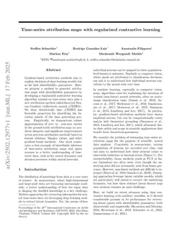 Time-series attribution maps with regularized contrastive learning