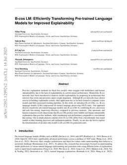 B-cos LM: Efficiently Transforming Pre-trained Language Models for Improved Explainability