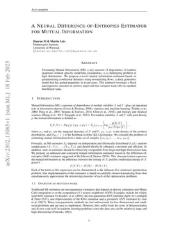 A Neural Difference-of-Entropies Estimator for Mutual Information