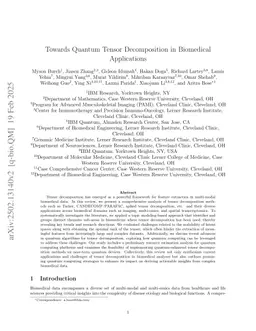 Towards Quantum Tensor Decomposition in Biomedical Applications