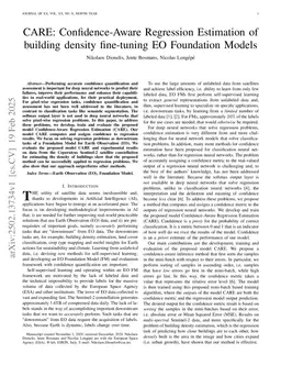 CARE: Confidence-Aware Regression Estimation of building density fine-tuning EO Foundation Models