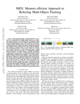 MEX: Memory-efficient Approach to Referring Multi-Object Tracking