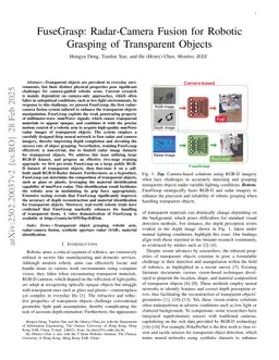 FuseGrasp: Radar-Camera Fusion for Robotic Grasping of Transparent Objects