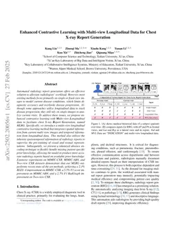 Enhanced Contrastive Learning with Multi-view Longitudinal Data for Chest X-ray Report Generation