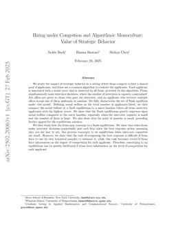 Hiring under Congestion and Algorithmic Monoculture: Value of Strategic Behavior