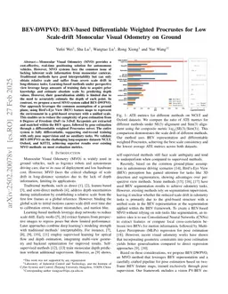 BEV-DWPVO: BEV-based Differentiable Weighted Procrustes for Low Scale-drift Monocular Visual Odometry on Ground