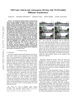 VDT-Auto: End-to-end Autonomous Driving with VLM-Guided Diffusion Transformers