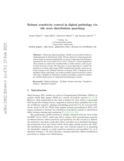 Robust sensitivity control in digital pathology via tile score distribution matching