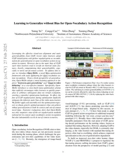 Learning to Generalize without Bias for Open-Vocabulary Action Recognition