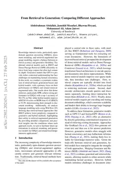 From Retrieval to Generation: Comparing Different Approaches