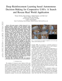 Deep Reinforcement Learning based Autonomous Decision-Making for Cooperative UAVs: A Search and Rescue Real World Application