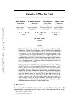 Expertise Is What We Want