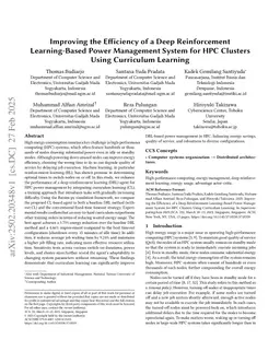 Improving the Efficiency of a Deep Reinforcement Learning-Based Power Management System for HPC Clusters Using Curriculum Learning