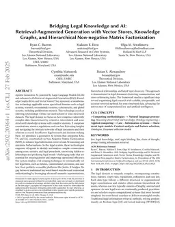 Bridging Legal Knowledge and AI: Retrieval-Augmented Generation with Vector Stores, Knowledge Graphs, and Hierarchical Non-negative Matrix Factorization