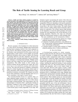 The Role of Tactile Sensing for Learning Reach and Grasp