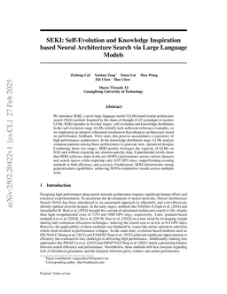 SEKI: Self-Evolution and Knowledge Inspiration based Neural Architecture Search via Large Language Models
