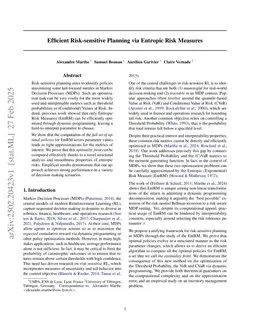 Efficient Risk-sensitive Planning via Entropic Risk Measures