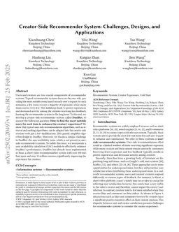 Creator-Side Recommender System: Challenges, Designs, and Applications