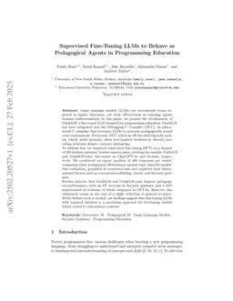 Supervised Fine-Tuning LLMs to Behave as Pedagogical Agents in Programming Education