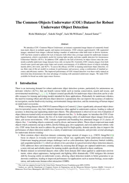 The Common Objects Underwater (COU) Dataset for Robust Underwater Object Detection