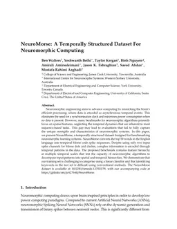 NeuroMorse: A Temporally Structured Dataset For Neuromorphic Computing
