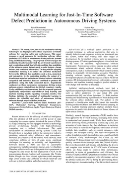 Multimodal Learning for Just-In-Time Software Defect Prediction in Autonomous Driving Systems