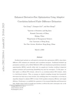 Enhanced Derivative-Free Optimization Using Adaptive Correlation-Induced Finite Difference Estimators