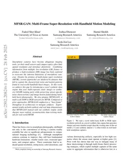 MFSR-GAN: Multi-Frame Super-Resolution with Handheld Motion Modeling