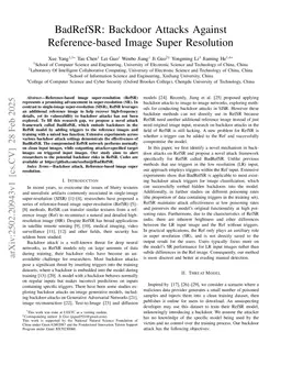 BadRefSR: Backdoor Attacks Against Reference-based Image Super Resolution