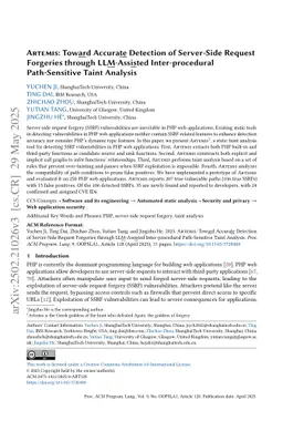 Artemis: Toward Accurate Detection of Server-Side Request Forgeries through LLM-Assisted Inter-Procedural Path-Sensitive Taint Analysis