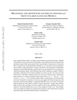 Measuring and identifying factors of individuals' trust in Large Language Models