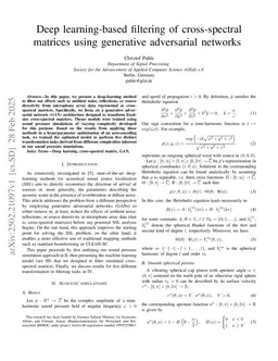 Deep learning-based filtering of cross-spectral matrices using generative adversarial networks