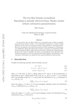 The two filter formula reconsidered: Smoothing in partially observed Gauss--Markov models without information parametrization