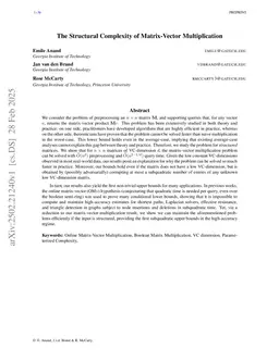 The Structural Complexity of Matrix-Vector Multiplication