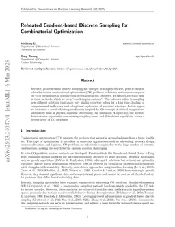 Reheated Gradient-based Discrete Sampling for Combinatorial Optimization