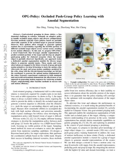 OPG-Policy: Occluded Push-Grasp Policy Learning with Amodal Segmentation