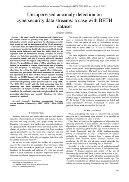 Unsupervised anomaly detection on cybersecurity data streams: a case with BETH dataset