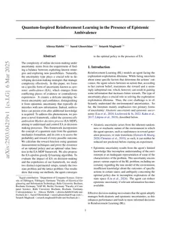 Quantum-Inspired Reinforcement Learning in the Presence of Epistemic Ambivalence