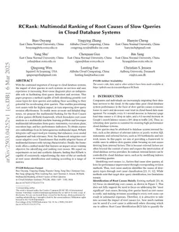 RCRank: Multimodal Ranking of Root Causes of Slow Queries in Cloud Database Systems