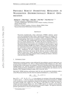 Provable Robust Overfitting Mitigation in Wasserstein Distributionally Robust Optimization