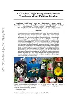 LEDiT: Your Length-Extrapolatable Diffusion Transformer without Positional Encoding