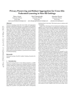 Privacy Preserving and Robust Aggregation for Cross-Silo Federated Learning in Non-IID Settings