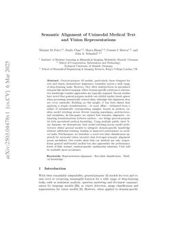 Semantic Alignment of Unimodal Medical Text and Vision Representations