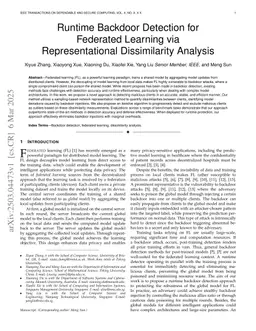 Runtime Backdoor Detection for Federated Learning via Representational Dissimilarity Analysis