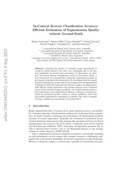 Conformal In-Context Reverse Classification Accuracy: Efficient Estimation of Segmentation Quality with Statistical Guarantees